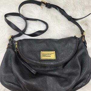 Marc By Marc Jacobs Black Leather Crossbody Bag with Gold Details